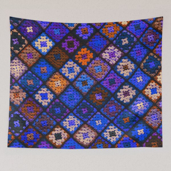 Item preview, Crochet granny square pattern luminous blue designed and sold by Amalzaki.