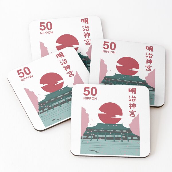 Item preview, 50 NIPPON Shrine Sakura Temple Stamp designed and sold by arteesketch.
