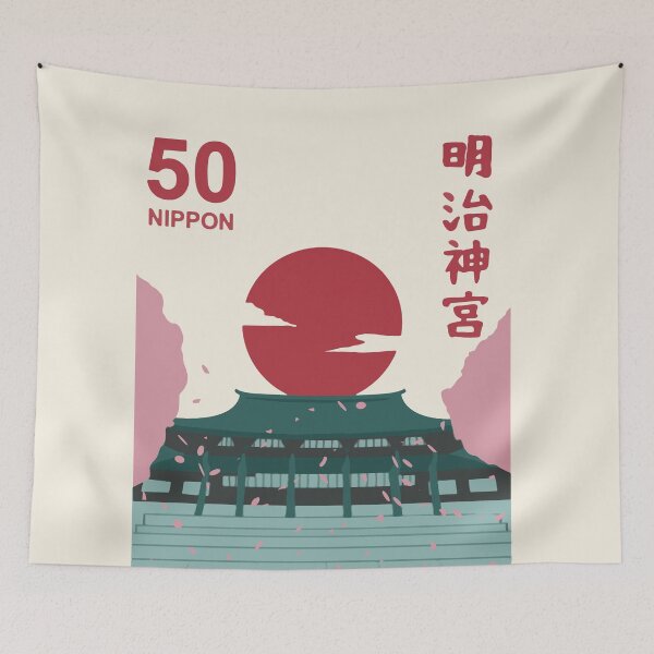 Item preview, 50 NIPPON Shrine Sakura Temple Stamp designed and sold by arteesketch.