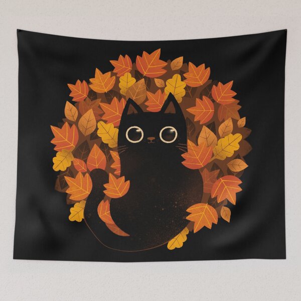 Item preview, Cat and Autumn Leaves! designed and sold by ricolaa.
