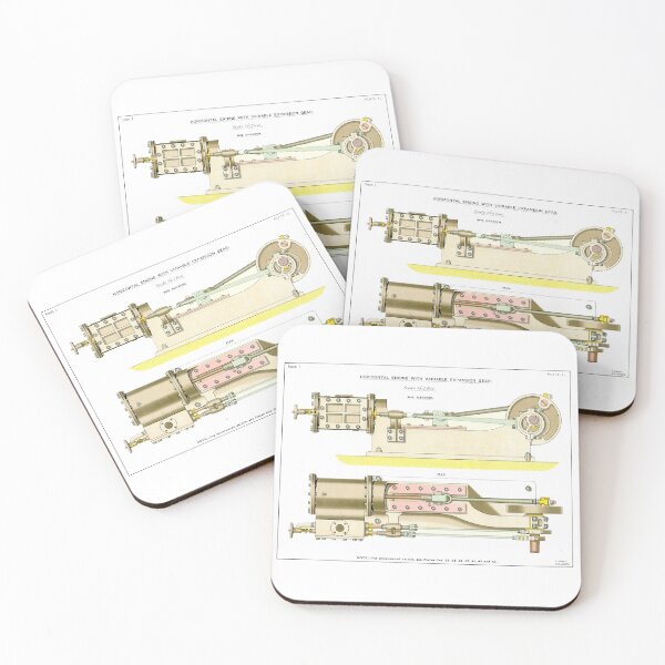 Item preview, Vintage drawing of a horizontal steam engine designed and sold by Random Railways.