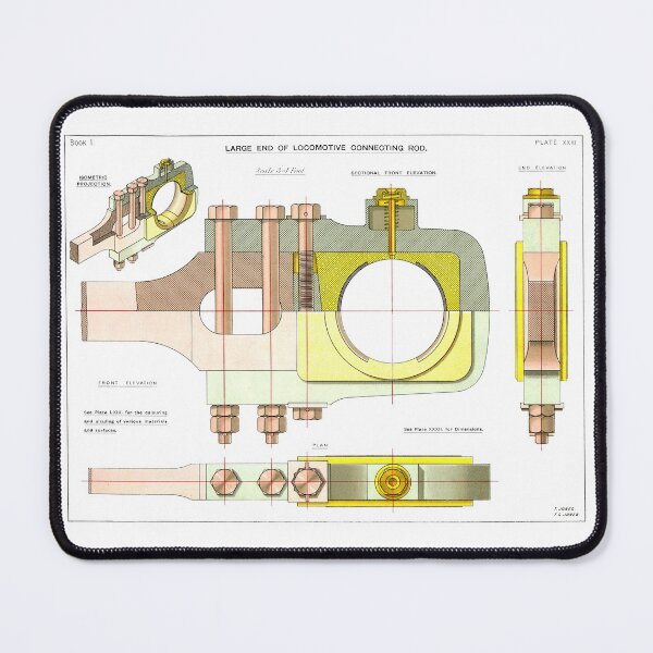 Item preview, Vintage drawing of a steam engine connecting rod designed and sold by Random Railways.