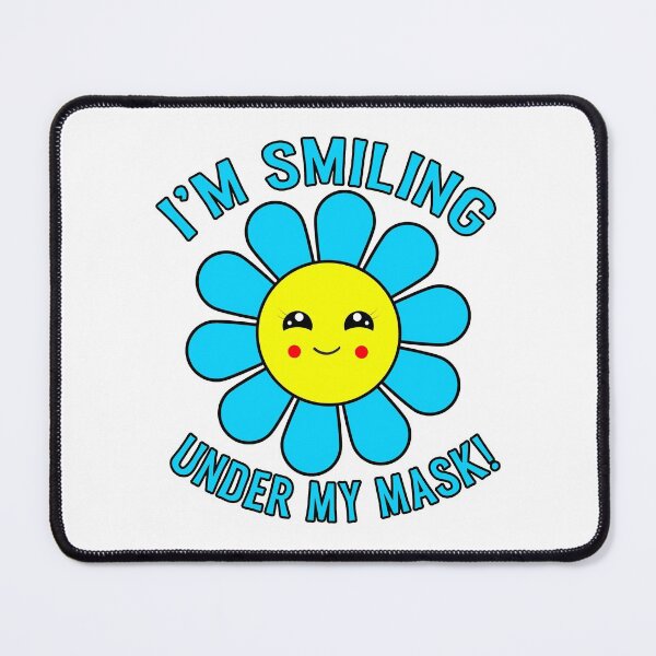 Item preview, I'm Smiling Under My Mask Blue Hippie Flower designed and sold by funnytshirtemp.