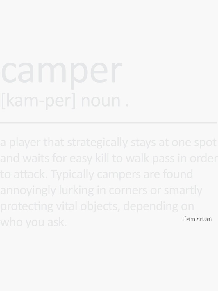 "Funny Camper Definition Gaming Art" Sticker for Sale by Gamicnum