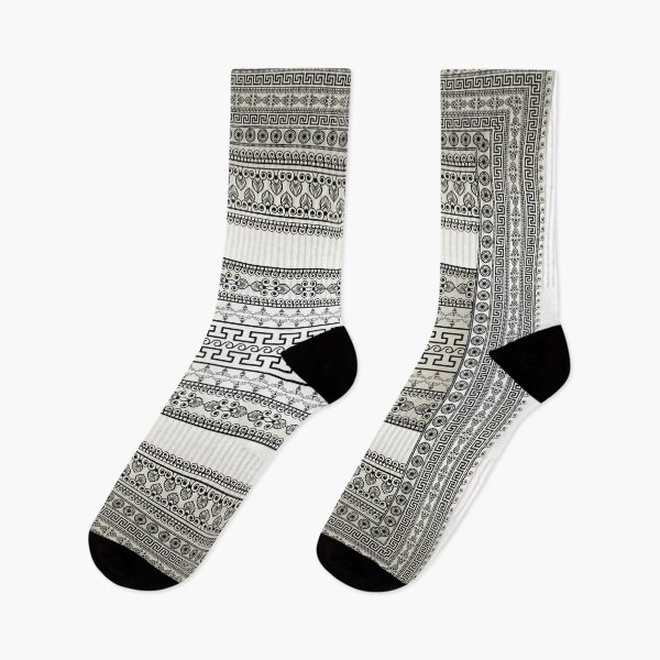 Item preview, Greek Key Border Cream White Black Floral designed and sold by Yiorgos Designs.
