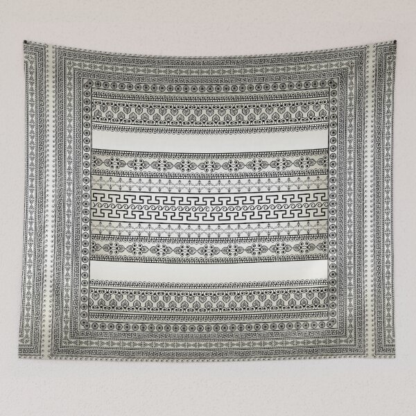 Item preview, Greek Key Border Cream White Black Floral designed and sold by Yiorgos Designs.
