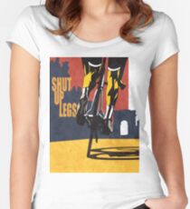 Camiseta entallada de cuello ancho cartel de ciclismo de ilustración de Tour de France con estilo retro print: CIERRE DE PIERNAS