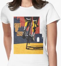 retro styled Tour de France cycling illustration poster print: SHUT UP LEGS Women's Fitted T-Shirt