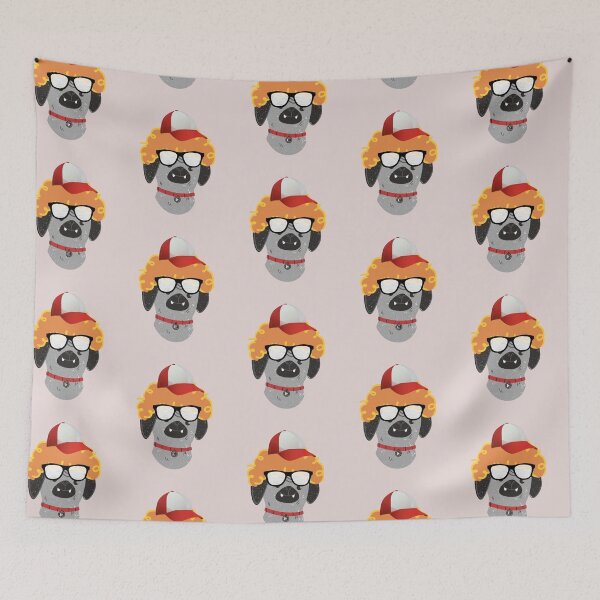 Item preview, Cute Dog with orange color wig and cap designed and sold by Paint84.