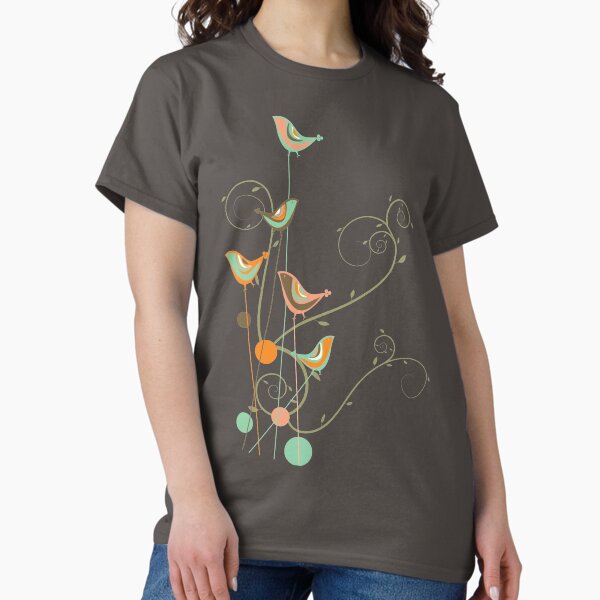 Item preview, Colorful Summer Orange, Chocolate and Mint Whimsical Birds with Swirls © fatfatin designed and sold by fatfatin.