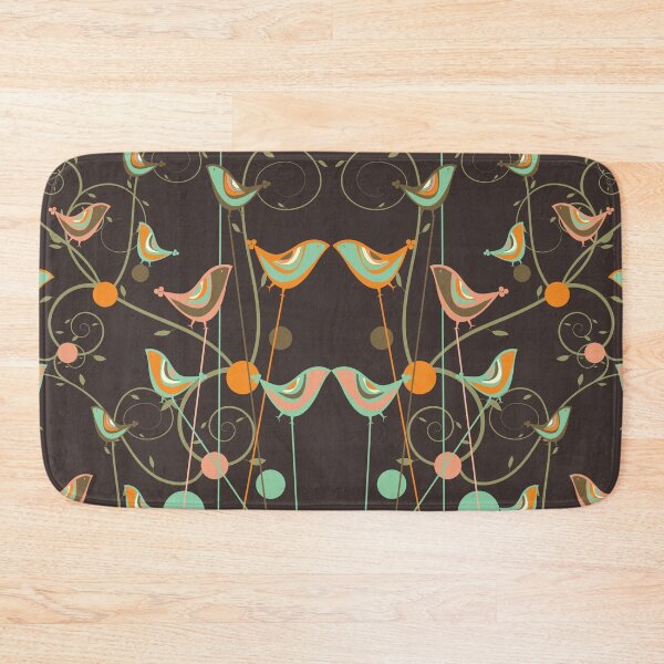 Item preview, Colorful Summer Orange, Chocolate and Mint Whimsical Birds with Swirls © fatfatin designed and sold by fatfatin.
