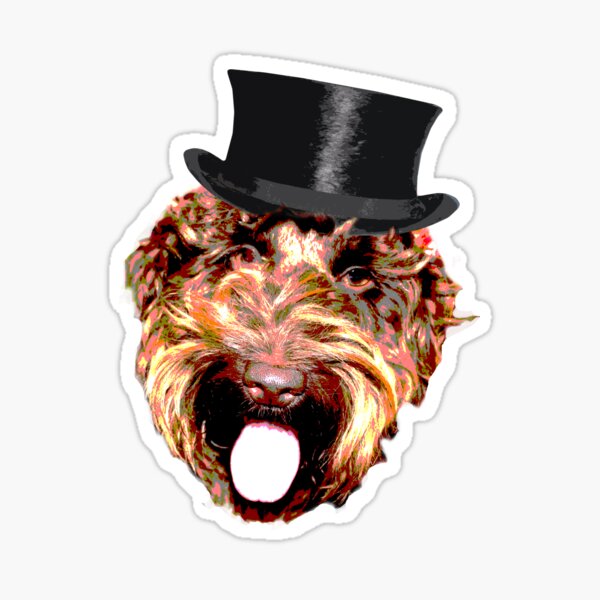 Cockapoo in a Top Hat (Gold) Sticker
