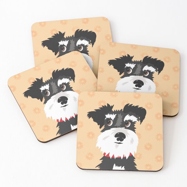 Item preview, Black and White Miniature Schnauzer Dog with Orange Daisies designed and sold by NattyDesigns.
