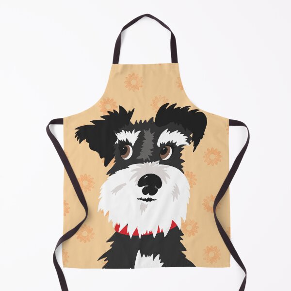 Item preview, Black and White Miniature Schnauzer Dog with Orange Daisies designed and sold by NattyDesigns.
