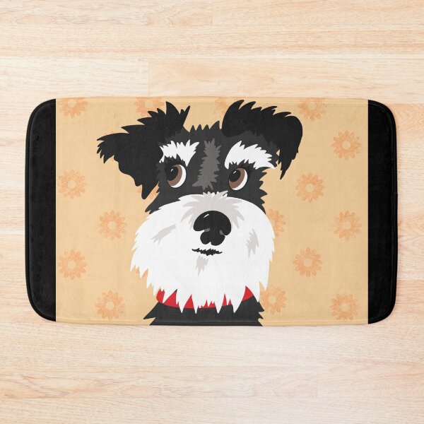 Item preview, Black and White Miniature Schnauzer Dog with Orange Daisies designed and sold by NattyDesigns.
