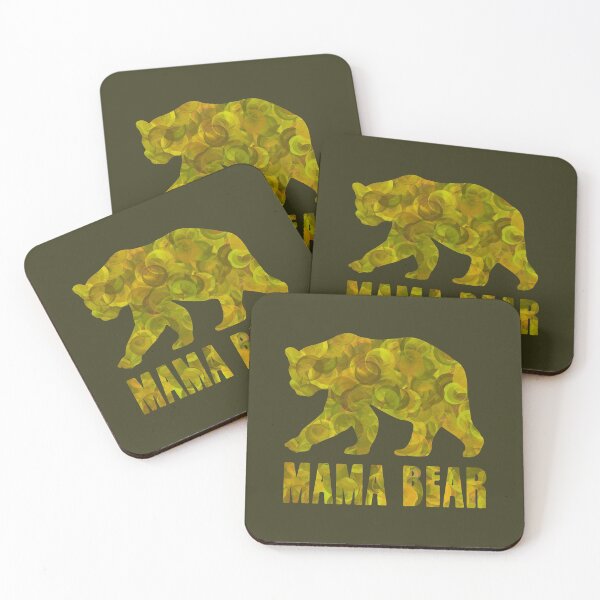 Item preview, Mama Bear Silhouette Seventies Yellow Green Abstract  designed and sold by AMSonArt.