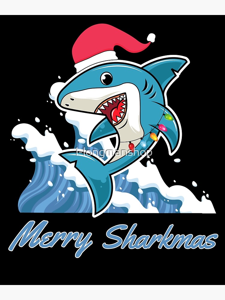 "Merry Sharkmas Funny Santa Shark Christmas" Poster for Sale by i