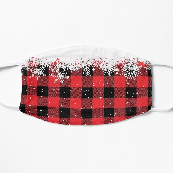 Christmas Snowflakes pattern buffalo plaid Flat Mask