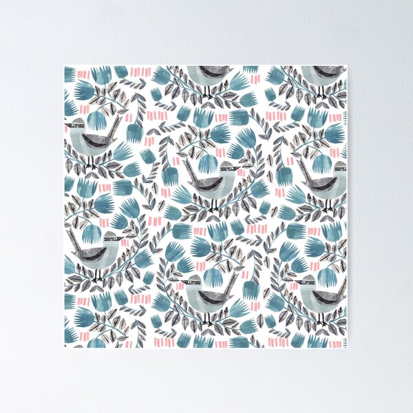 Item preview, Grey Birds with Flowers designed and sold by TRACEYENGLISH.