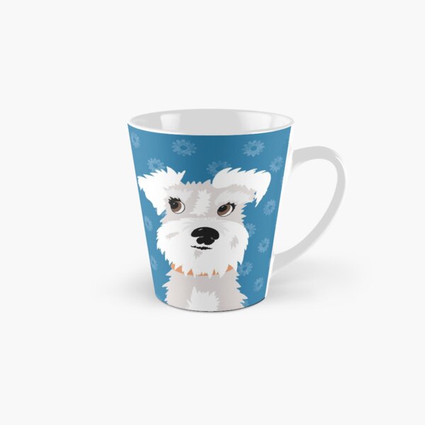 Item preview, White Miniature Schnauzer Dog with Blue Daisies designed and sold by NattyDesigns.