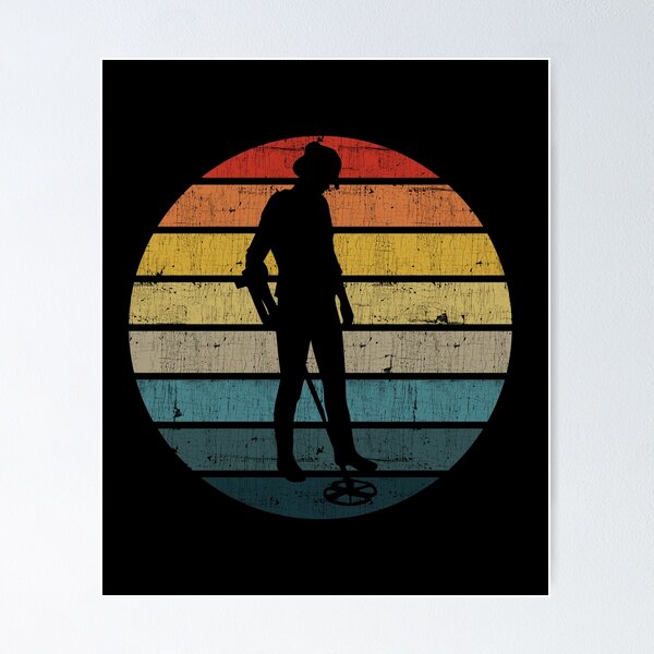 Item preview, Metal detector Silhouette On A Distressed Retro Sunset design designed and sold by theodoros20.