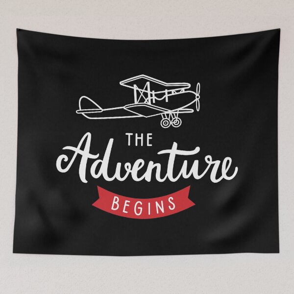 Item preview, Adventure brush lettering quote & vintage biplane designed and sold by Darina Gulbina.