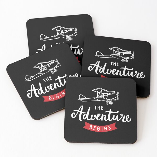 Item preview, Adventure brush lettering quote & vintage biplane designed and sold by Darina Gulbina.