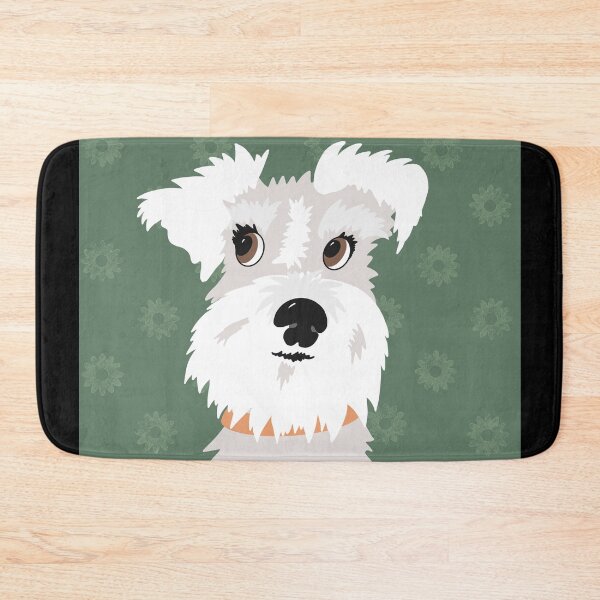Item preview, White Miniature Schnauzer Dog with Green Daisies designed and sold by NattyDesigns.