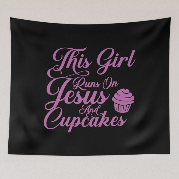 Item preview, Womens This Girl Runs On Jesus And Cupcakes graphic Christian Gift designed and sold by theodoros20.