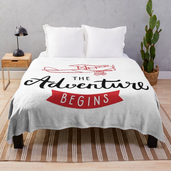 Item preview, Adventure brush lettering quote & vintage biplane designed and sold by Darina Gulbina.