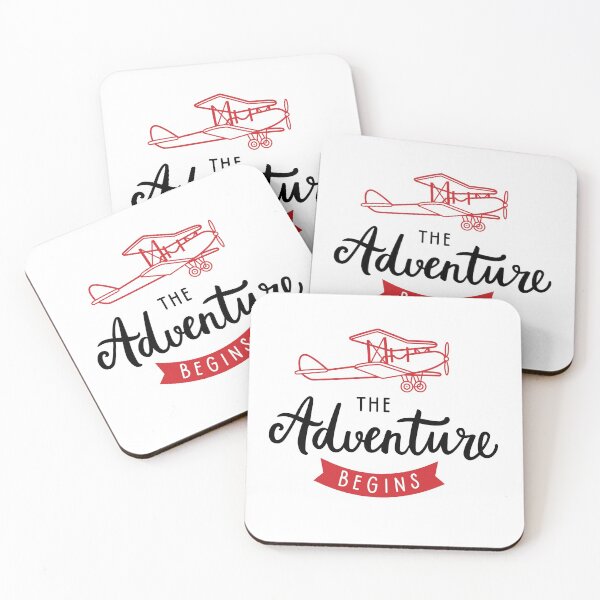 Item preview, Adventure brush lettering quote & vintage biplane designed and sold by Darina Gulbina.