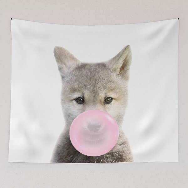Item preview, Wolf Pup Blowing Bubble Gum by Zouzounio Art designed and sold by zouzounioart.