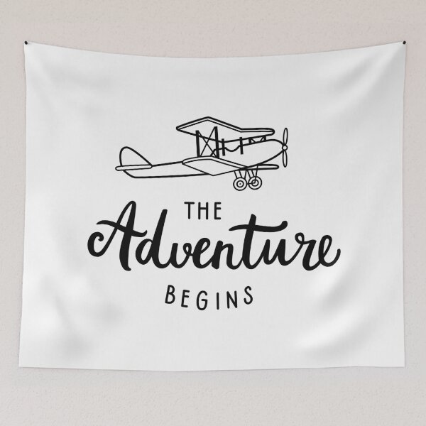 Item preview, Adventure brush lettering phrase & vintage biplane designed and sold by Darina Gulbina.