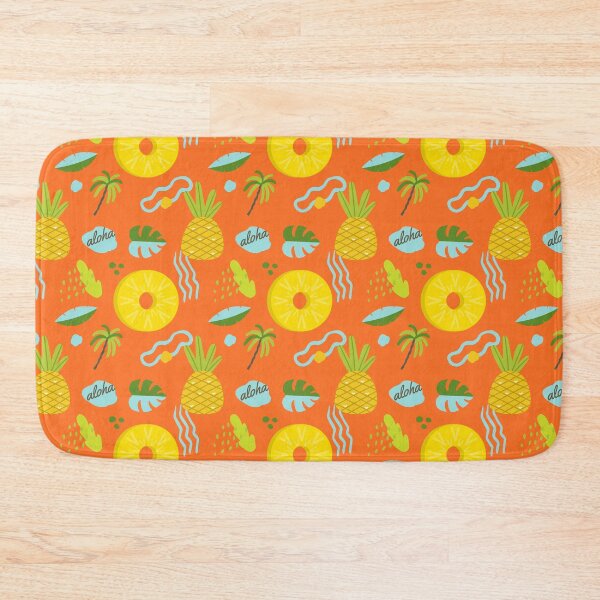 Item preview, Colorful Hawaiian Aloha Pineapple Monstera Palm Tree Abstract Orange Pattern designed and sold by JooArtPrints  ★★★★★.