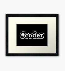 Coder - Hashtag - Black & White Framed Print