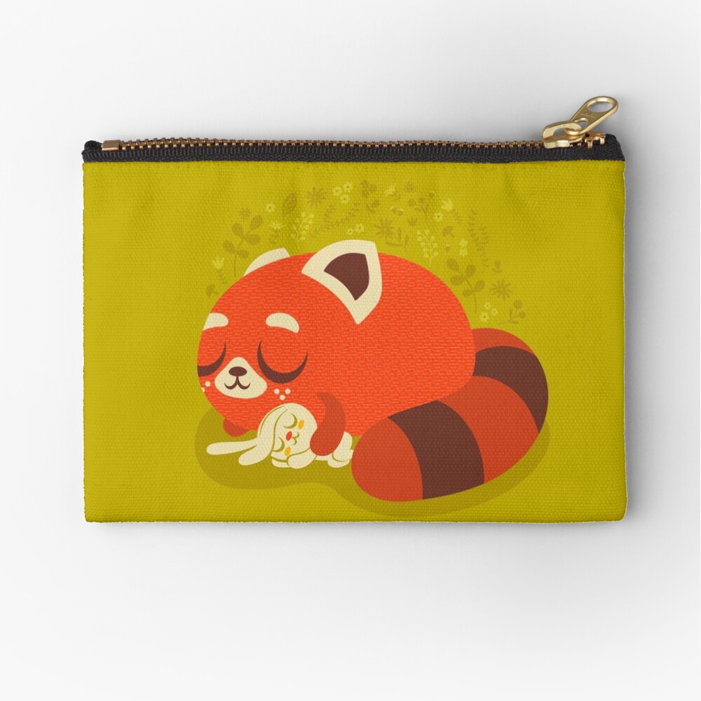 Sleeping Red Panda and Bunny Zipper Pouch