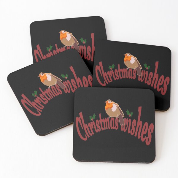 Item preview,  Christmas Wishes Robin black background designed and sold by Haloproductions.