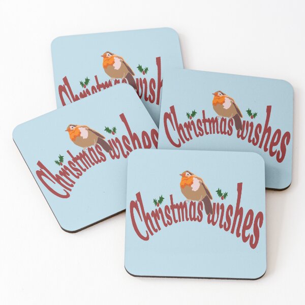Item preview, Christmas Wishes Robin blue background designed and sold by Haloproductions.
