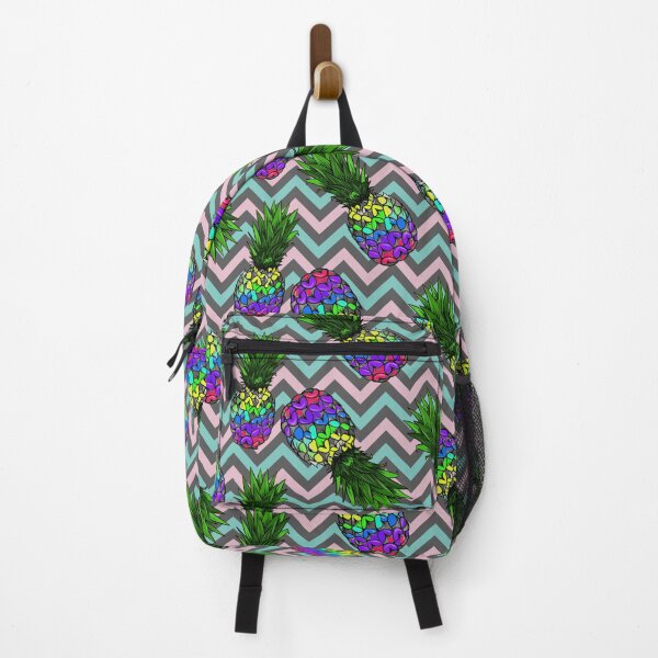 Item preview, Rertro Hawaiian Aloha Pineapple Pink Mint Zigzag pattern designed and sold by JooArtPrints ★★★★★.