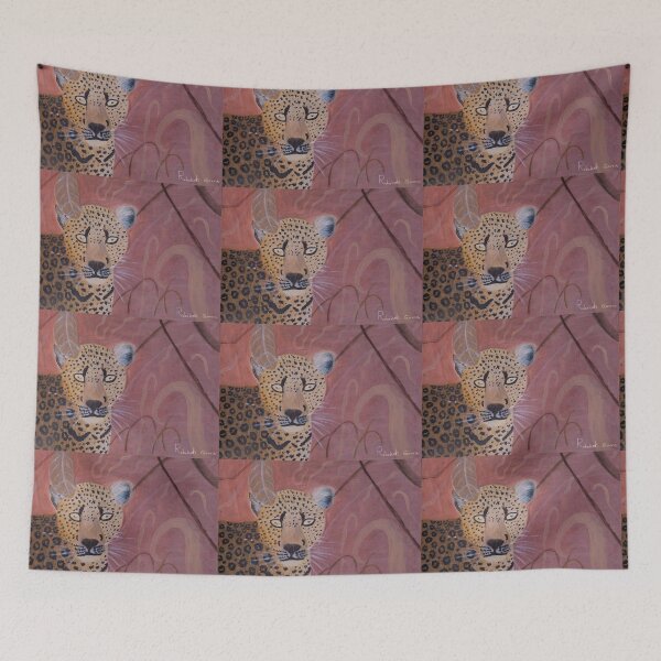 Artikelvorschau, Leopard mit rosa Hintergrund entworfen und verkauft von Rebekah Gavra.