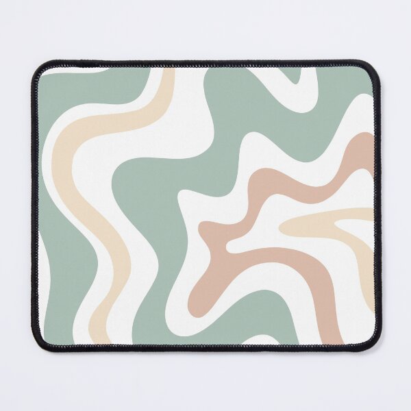 Vista previa del artículo con la obra «Liquid Swirl Retro Abstract en Light Sage Celadon Green, Light Blush, Cream y White», diseñado y vendido por kierkegaard.