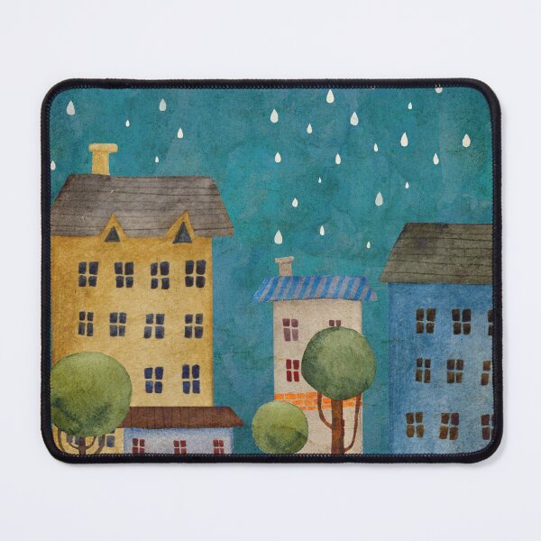 Item preview, Rain in the city watercolor illustration designed and sold by Oksana Tarasova.