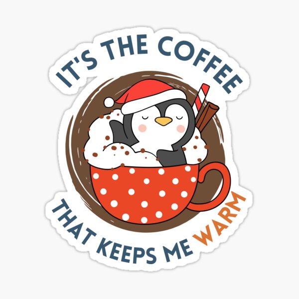 Penguin taking a bath in a coffee cup Sticker
