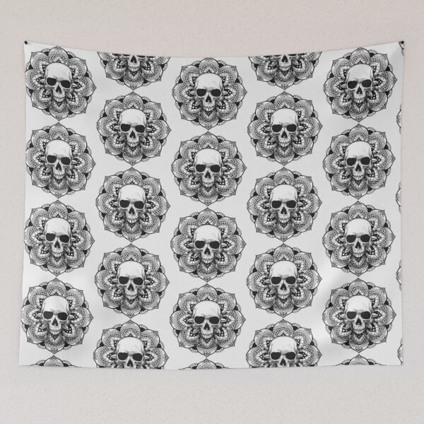 Item preview, Skull With Lacy Collar Black and White     designed and sold by lduke47.
