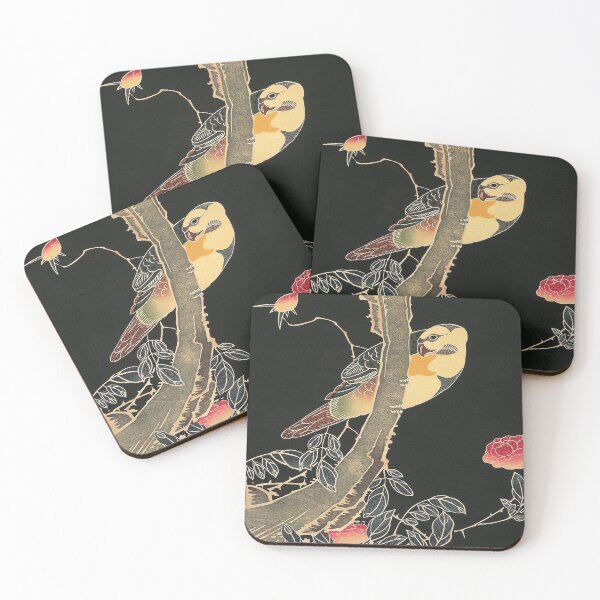 Item preview, Parrot on the Branch of a Flowering Rose Bush designed and sold by Hanna Hanuman.