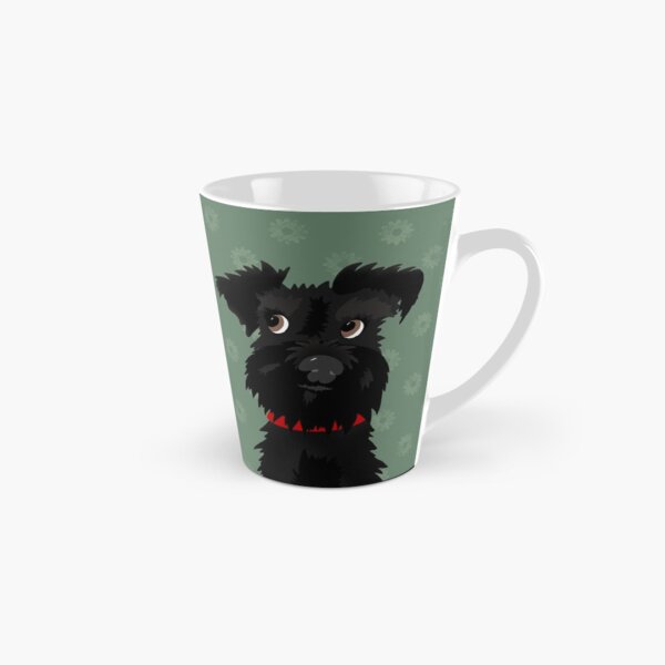 Item preview, Black Miniature Schnauzer Dog with Green Daisies designed and sold by NattyDesigns.