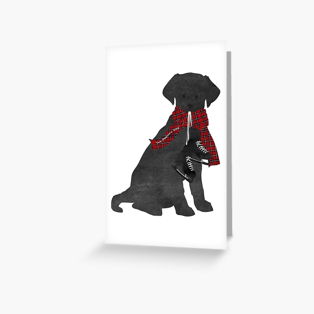 Night Before Christmas- Preppy Black Labs Greeting Card for Sale