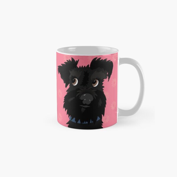 Item preview, Black Miniature Schnauzer Dog with Pink Daisies designed and sold by NattyDesigns.