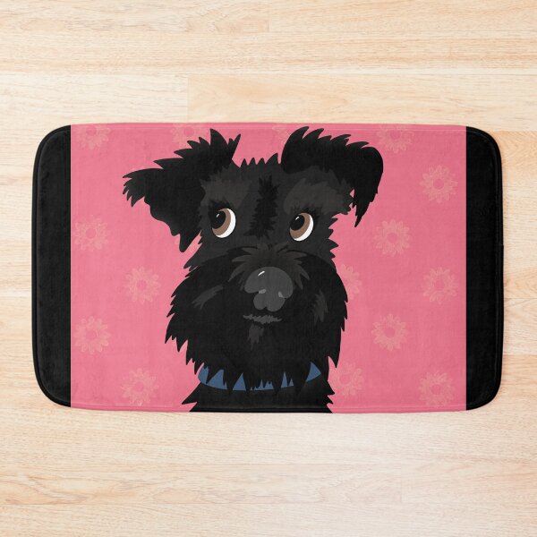 Item preview, Black Miniature Schnauzer Dog with Pink Daisies designed and sold by NattyDesigns.