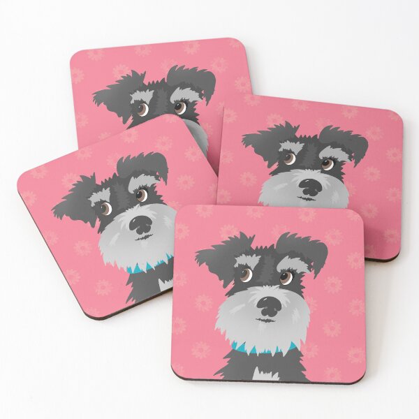 Item preview, Salt and Pepper Miniature Schnauzer Dog with Pink Daisies designed and sold by NattyDesigns.